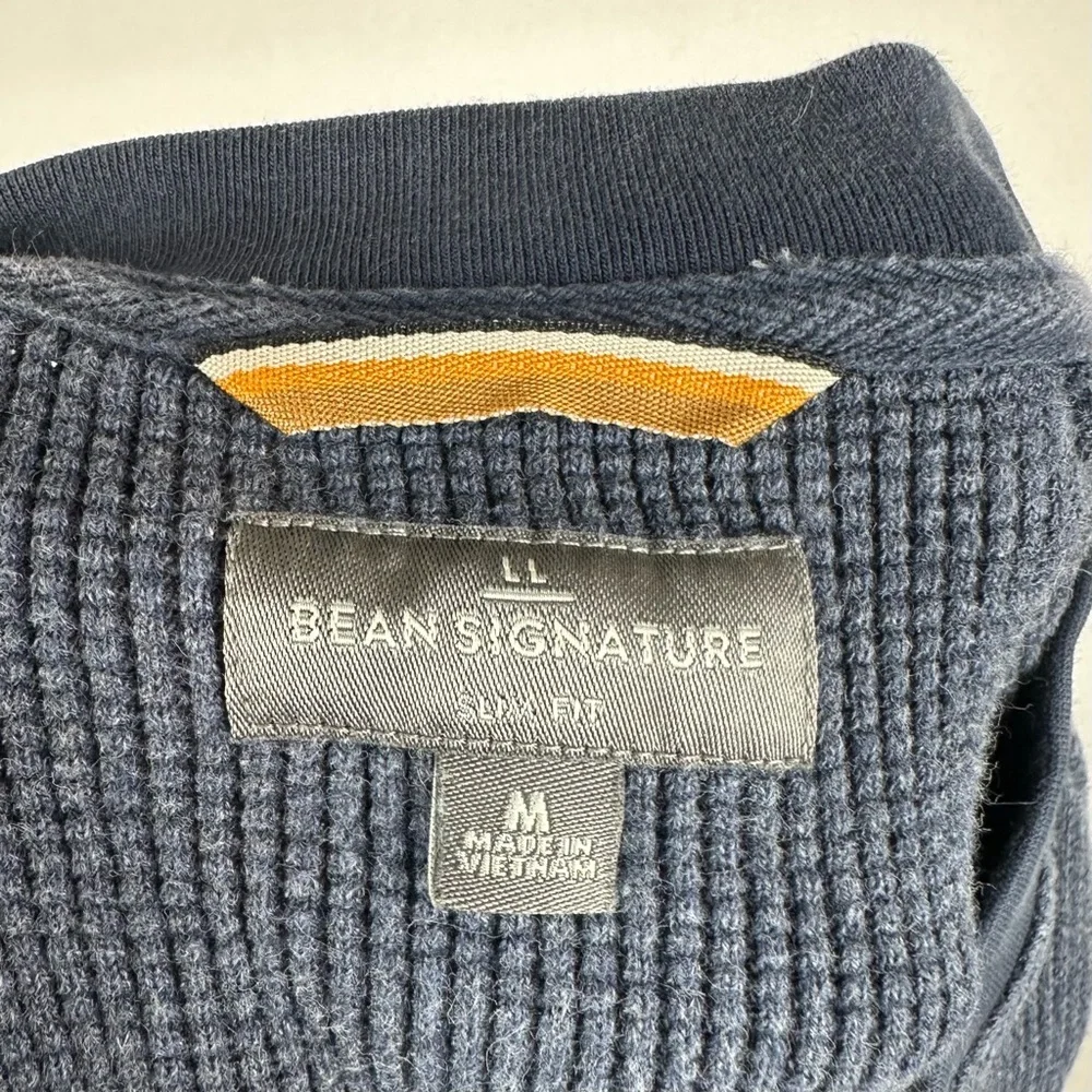 LL Bean Signature Waffle Henley Thermal Shirt Elbow Patch Gorpcore